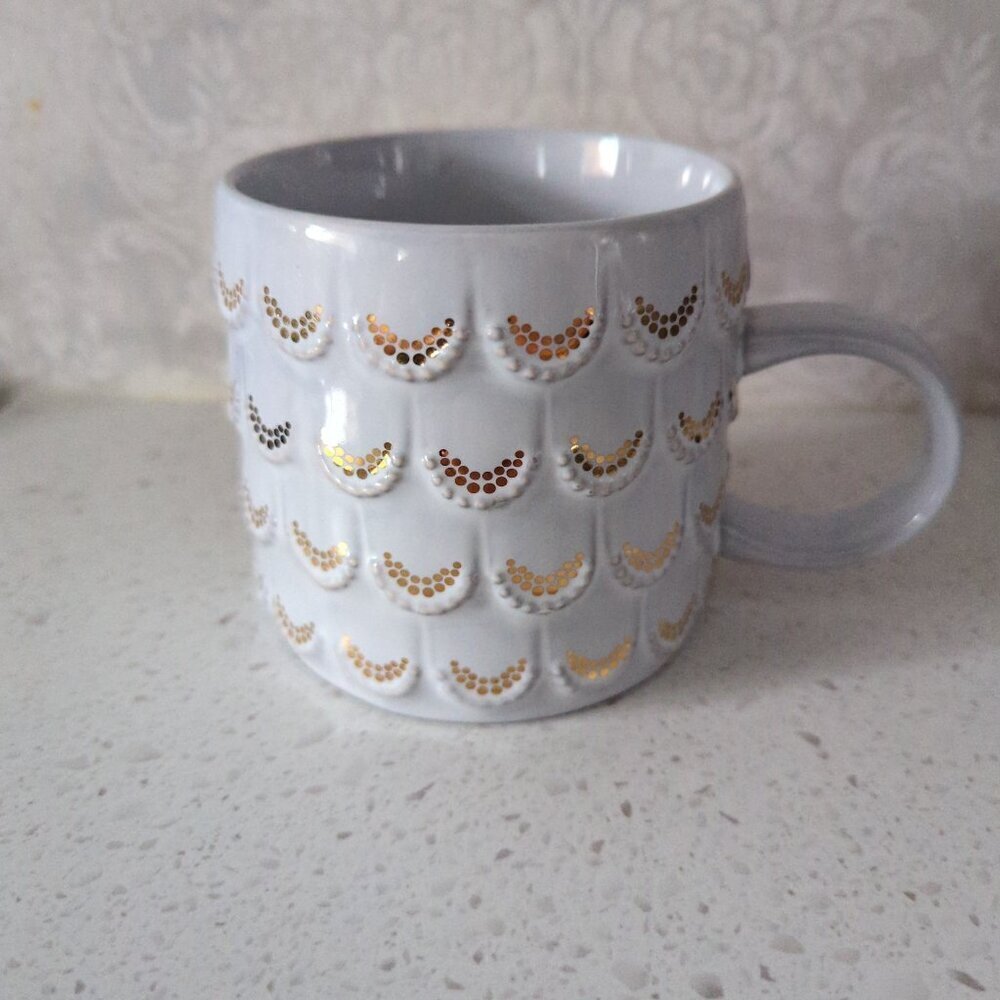 Starbucks Anniversary Raised Mermaid Scales Coffee Cup Mug 10 oz 2016